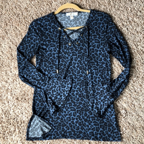 Michael Kors Navy Leopared Top - Picture 1 of 5